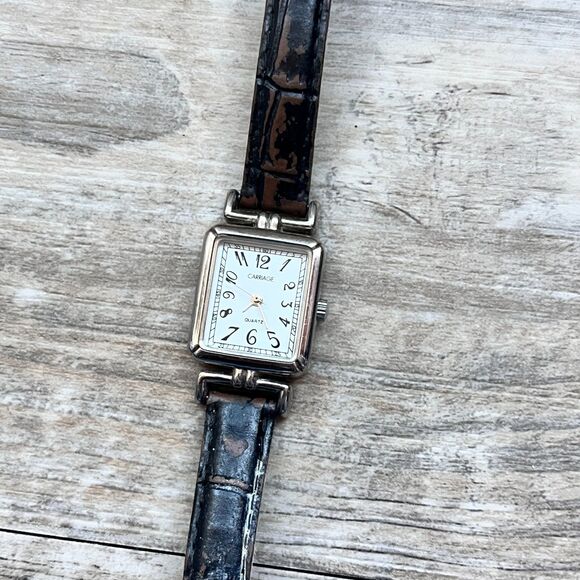 Vintage Carriage by Timex Womens Watch Rectangle Face Brown Black Leather Strap main image 5